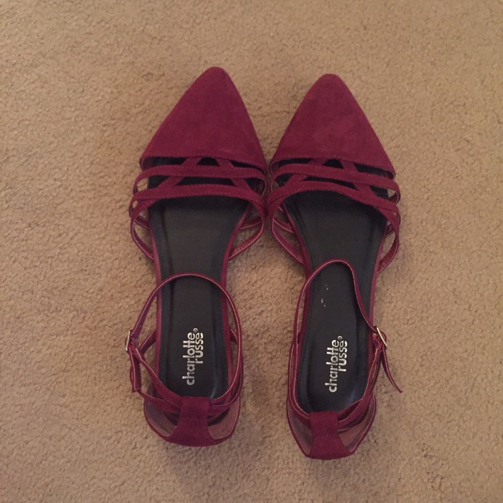 Charlotte Russe Burgundy Cut-Out Flats